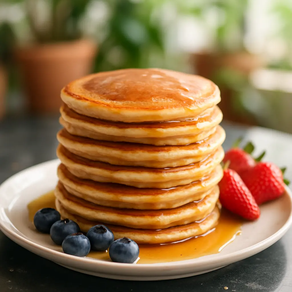 Blending cottage cheese pancake batter in a blender
