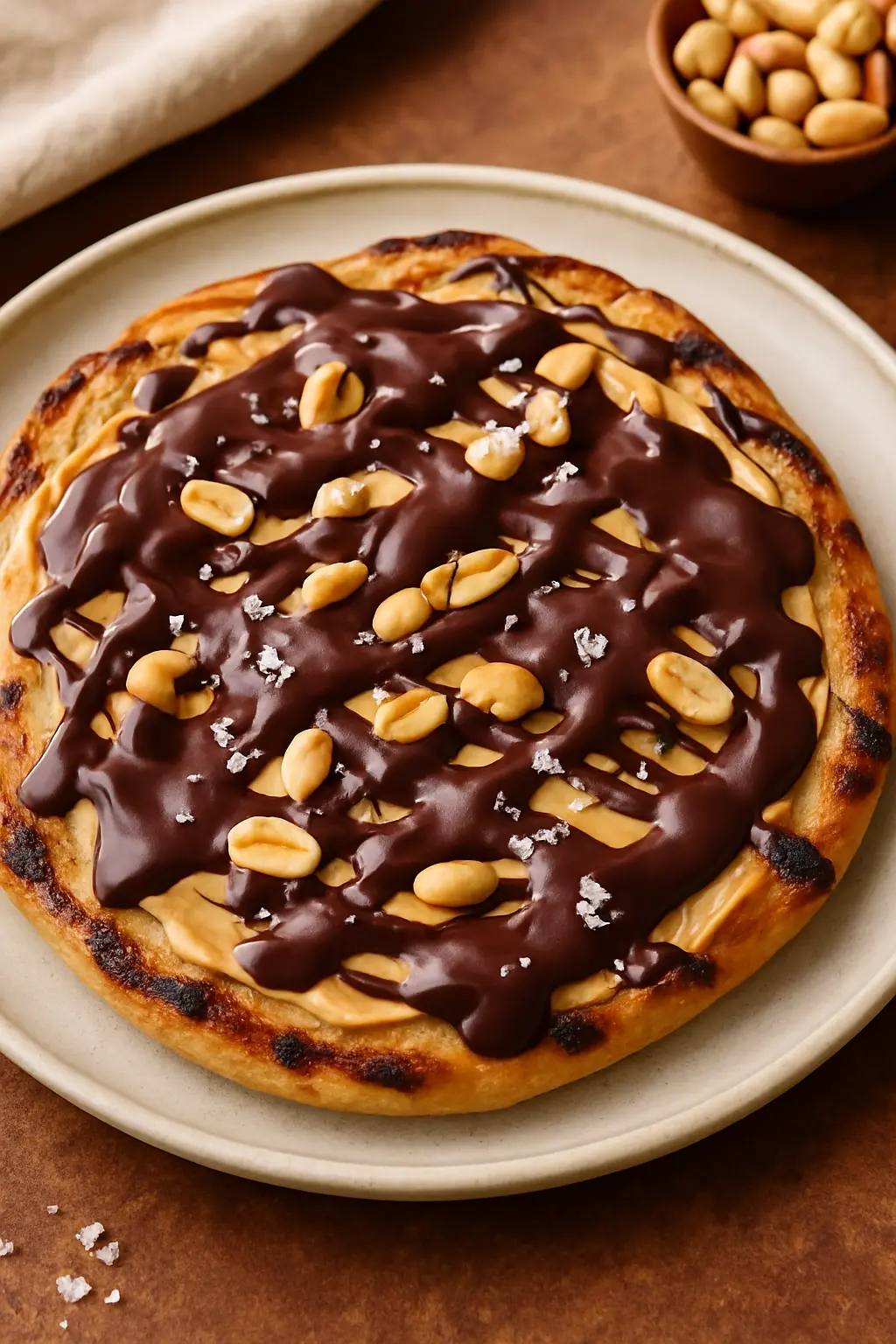 Close-up of date bark showing layers of dates, peanut butter and chocolate
