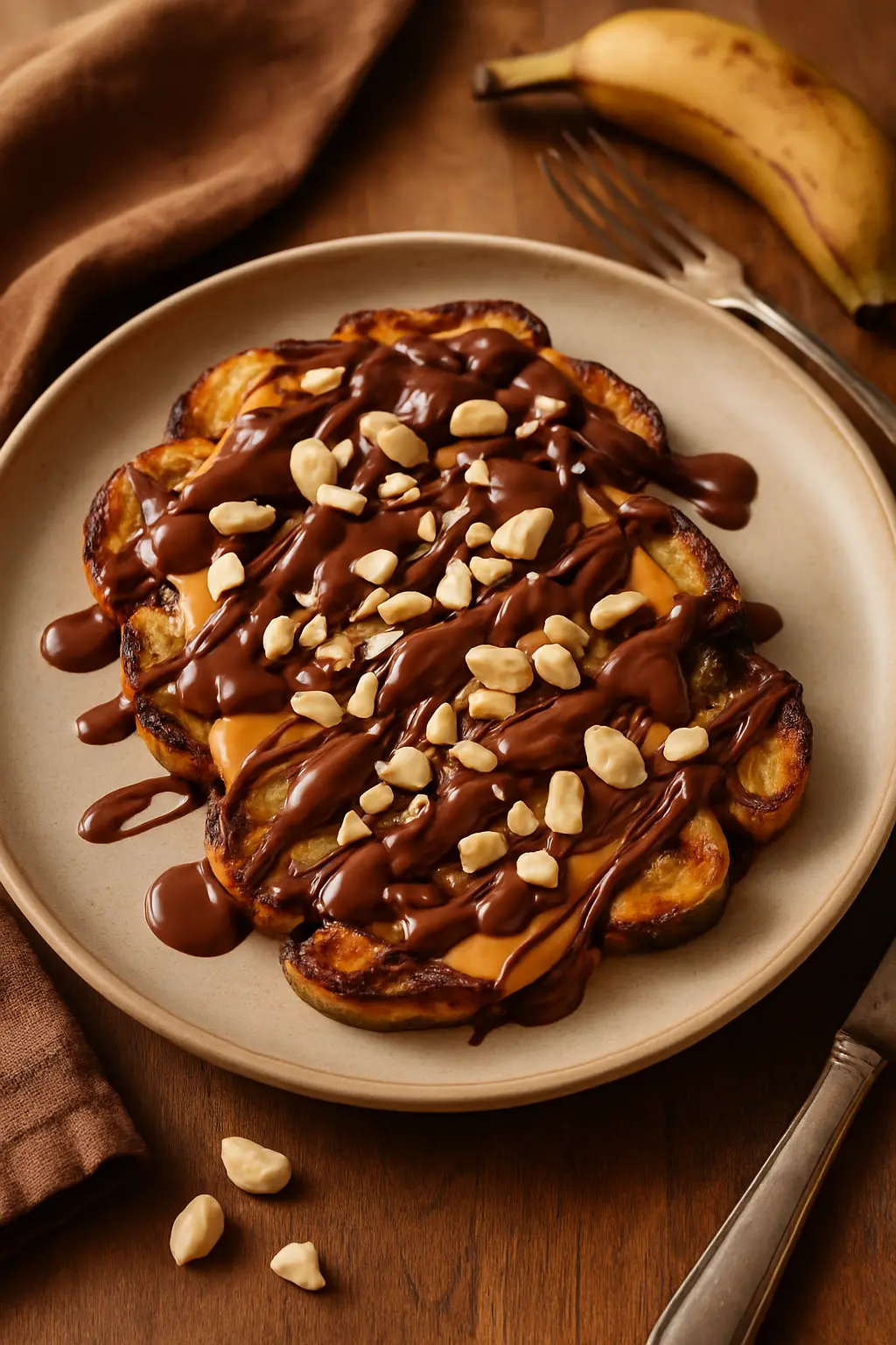 Ingredients for date bark arranged on counter: dates, peanut butter, chocolate, peanuts