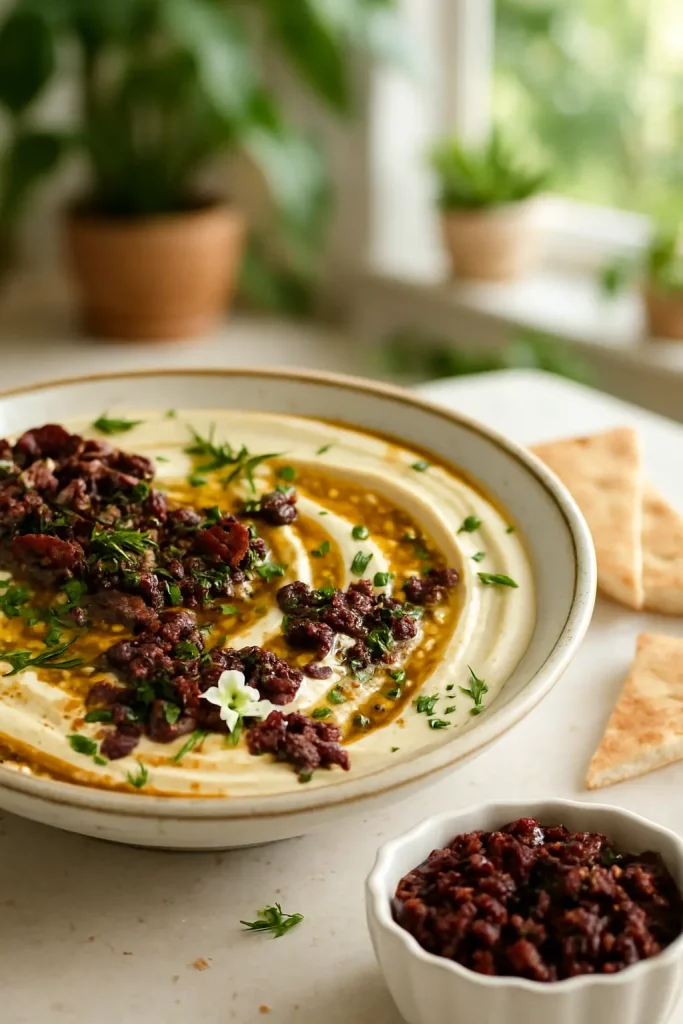 Za'atar Hummus with Olive Tapenade Recipe
