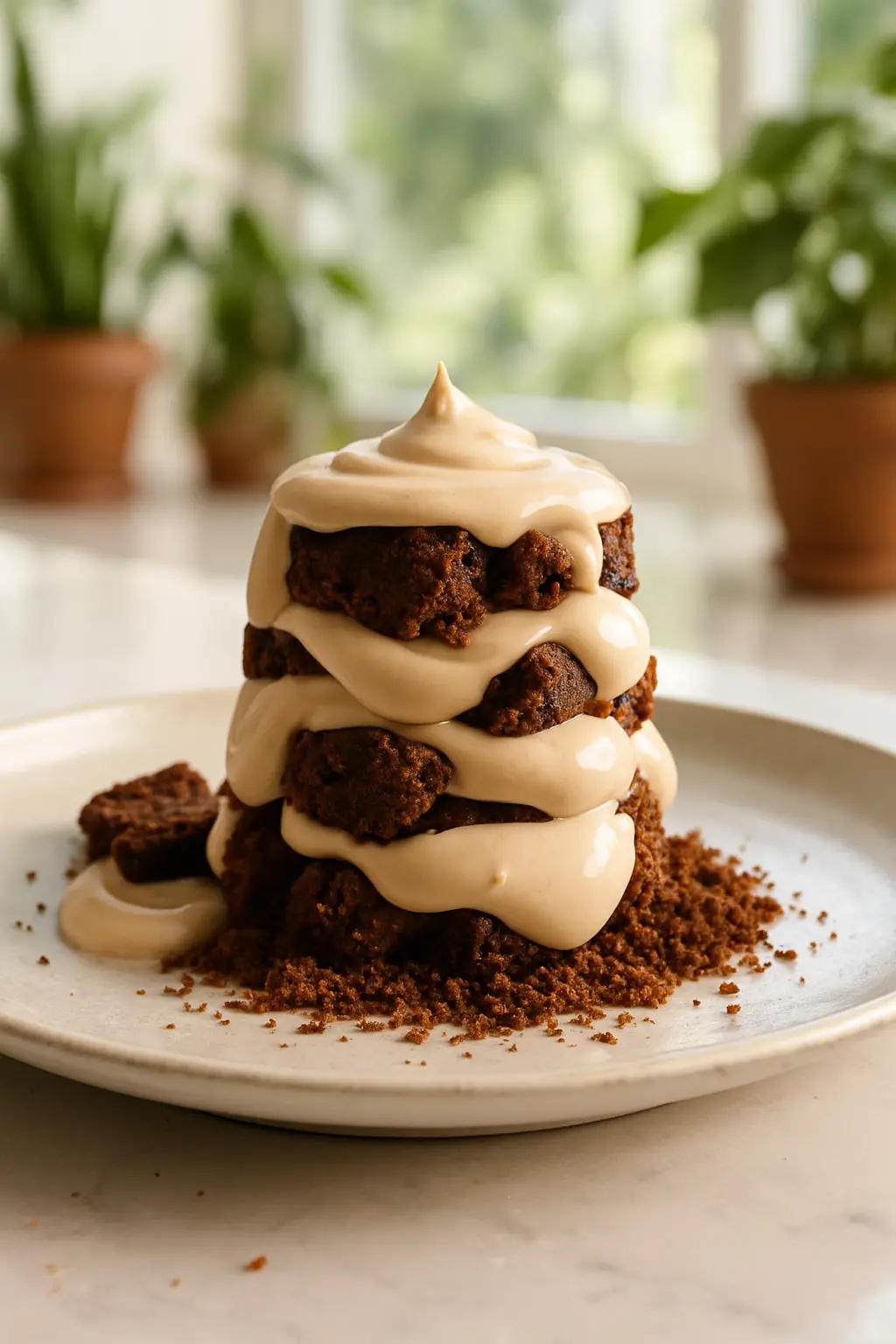 "Decadent Tiramisu Brownie Parfait Recipe – Easy Layered Dessert" 1 Tiramisu brownie parfait in glass cups with cocoa dusting