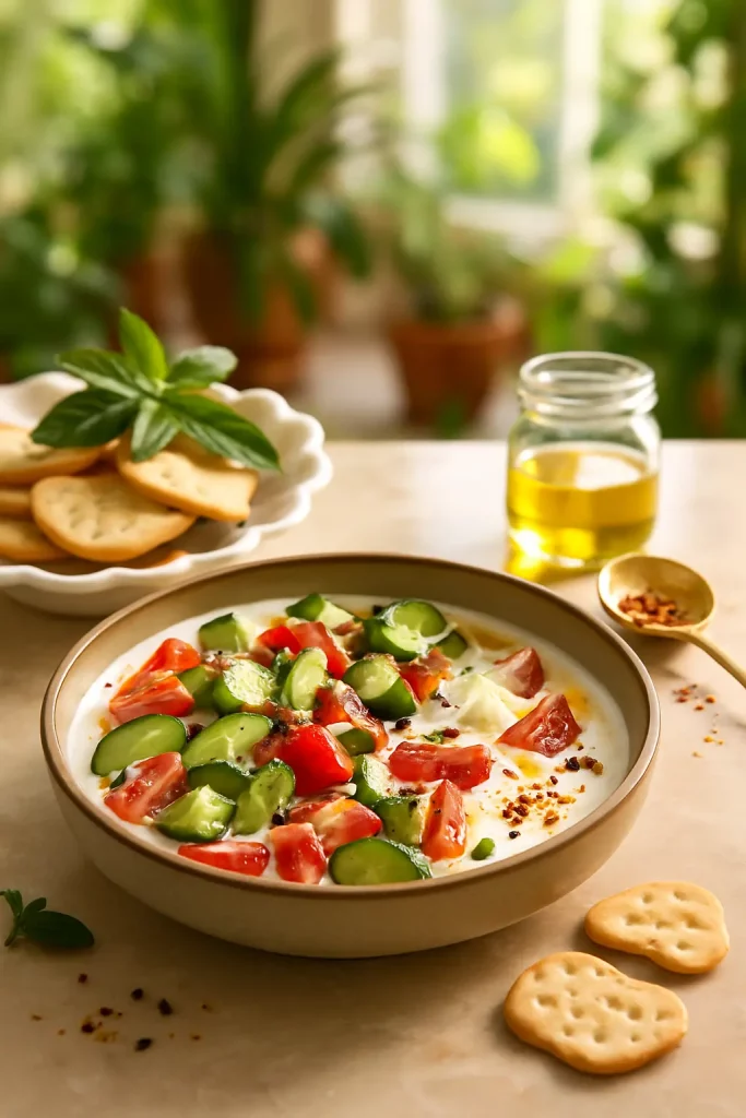Cucumber and Tomatoes with Cottage Cheese