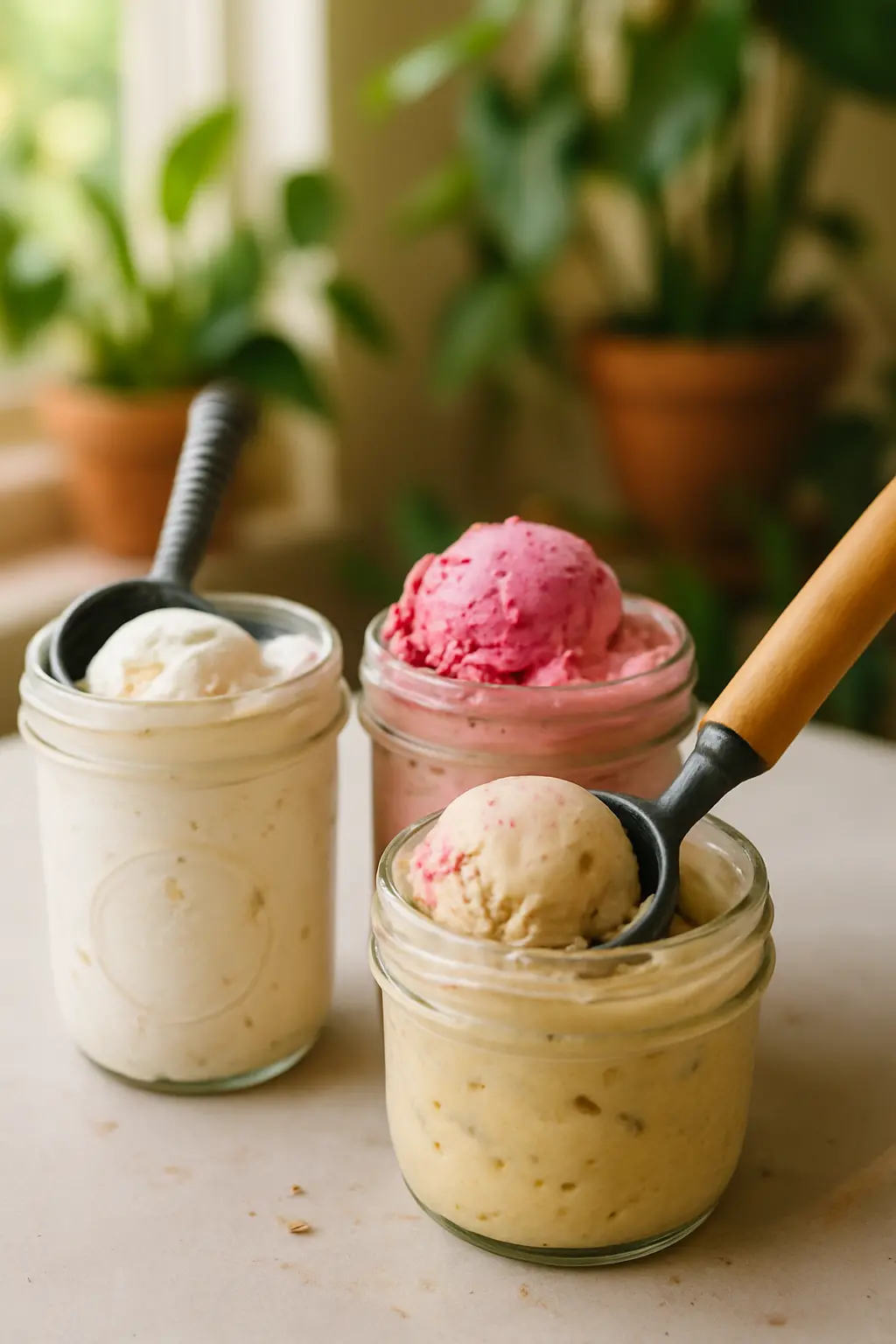homemade ice cream in mason jars
