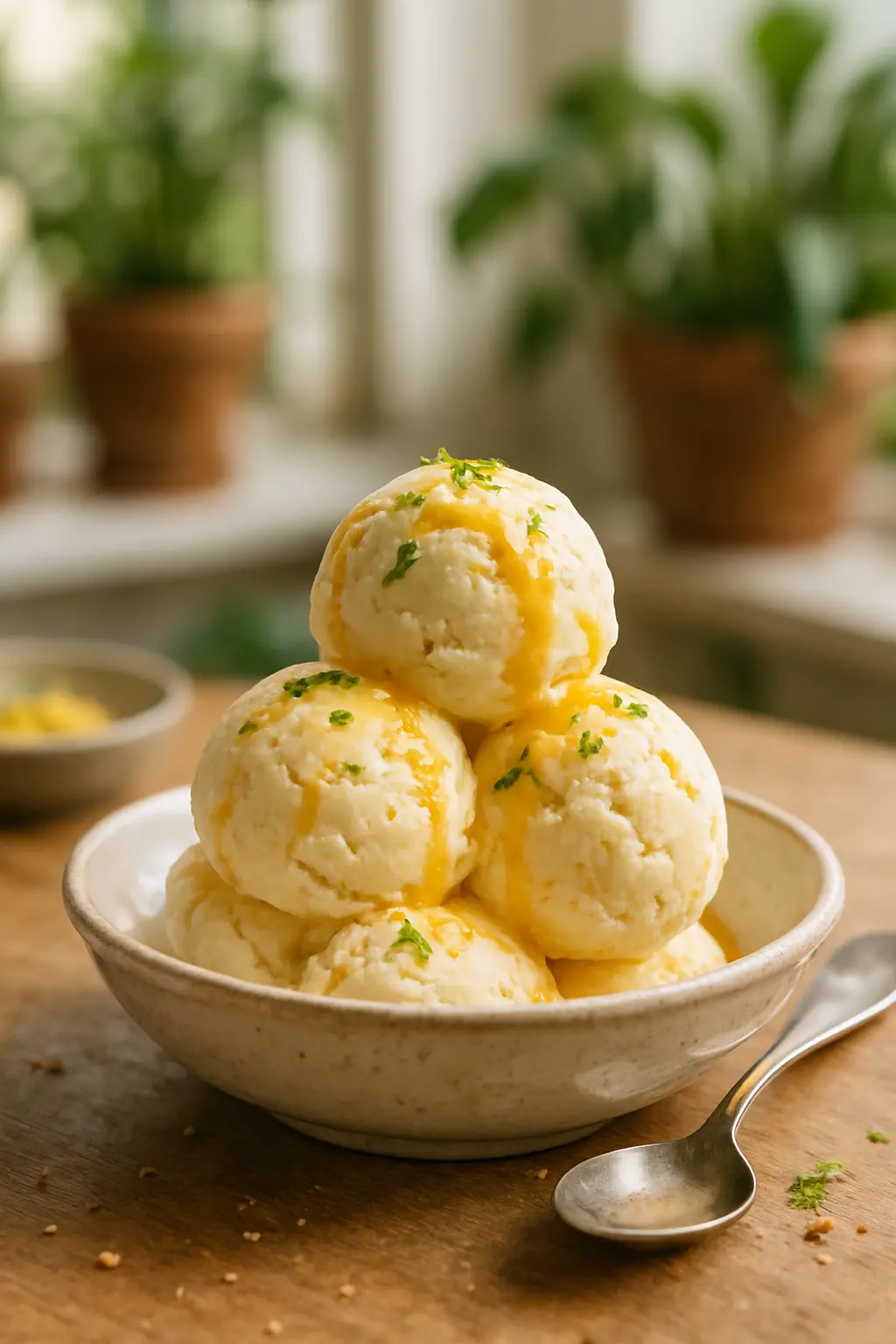 Classic vanilla ice cream recipe in a bowl