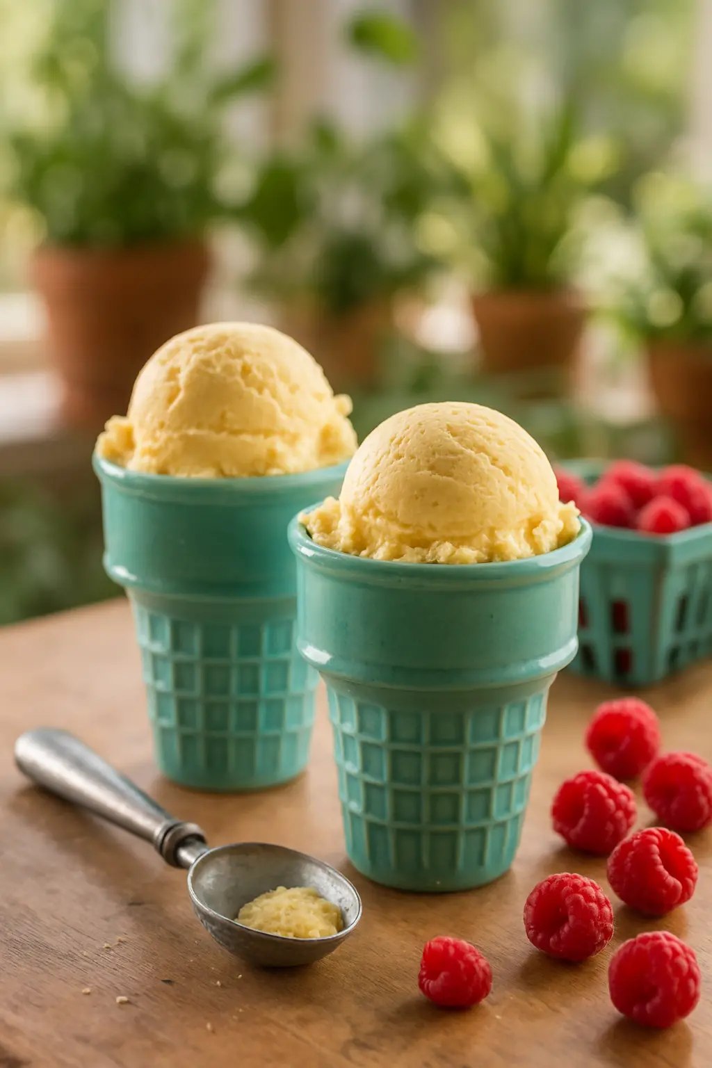 4 qt vanilla ice cream recipe in a bowl with toppings