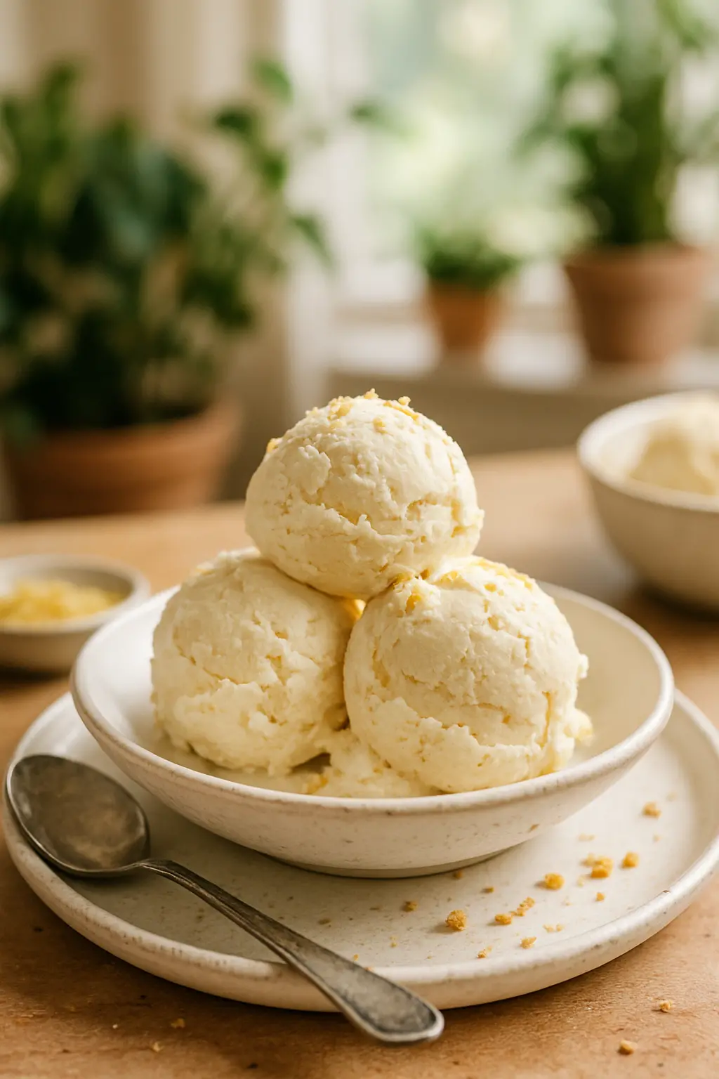 Close-up of food processor making vanilla ice cream