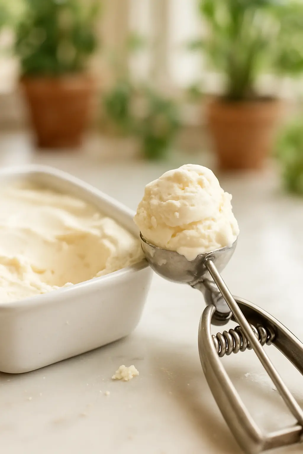 How to make vanilla ice cream without vanilla extract in a white bowl