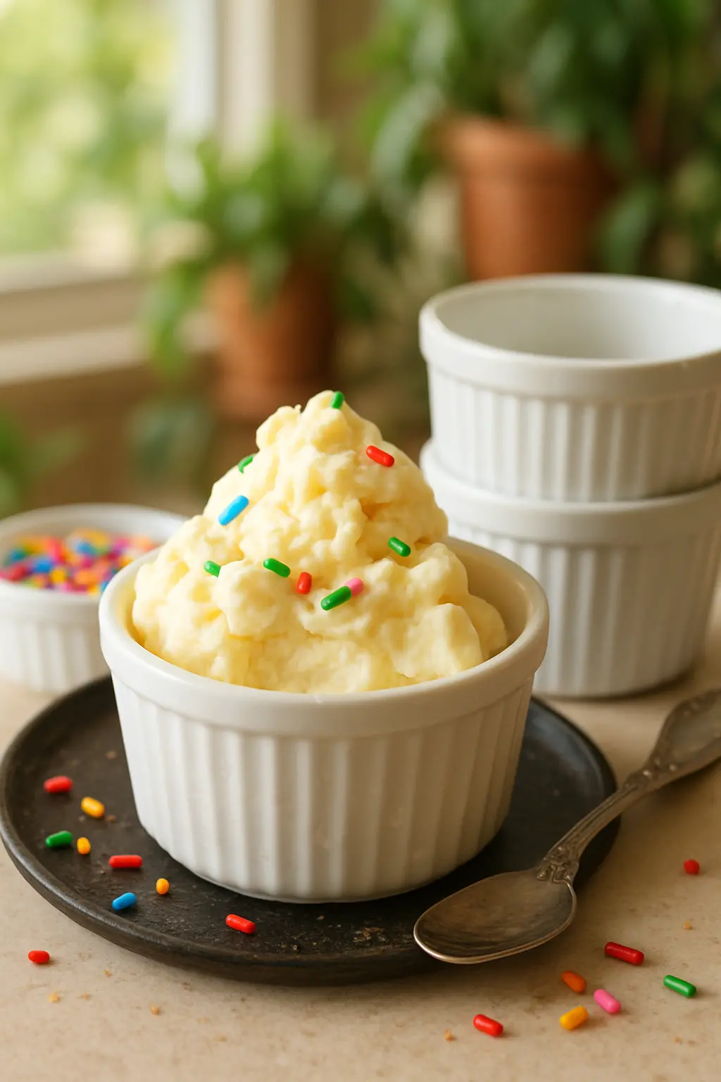 5 minute ice cream in a bowl with sprinkles