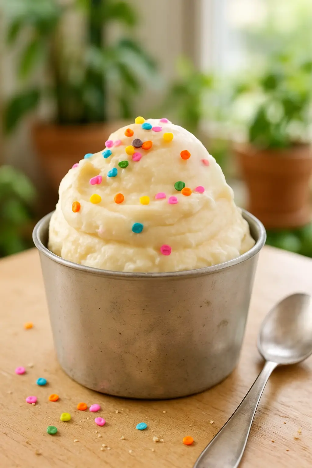 Creamy 5 minute ice cream in a bowl with sprinkles