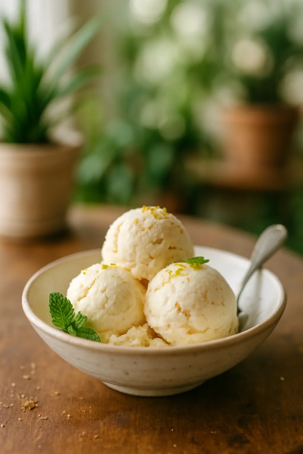 Homemade ice cream without heavy cream ingredients on counter