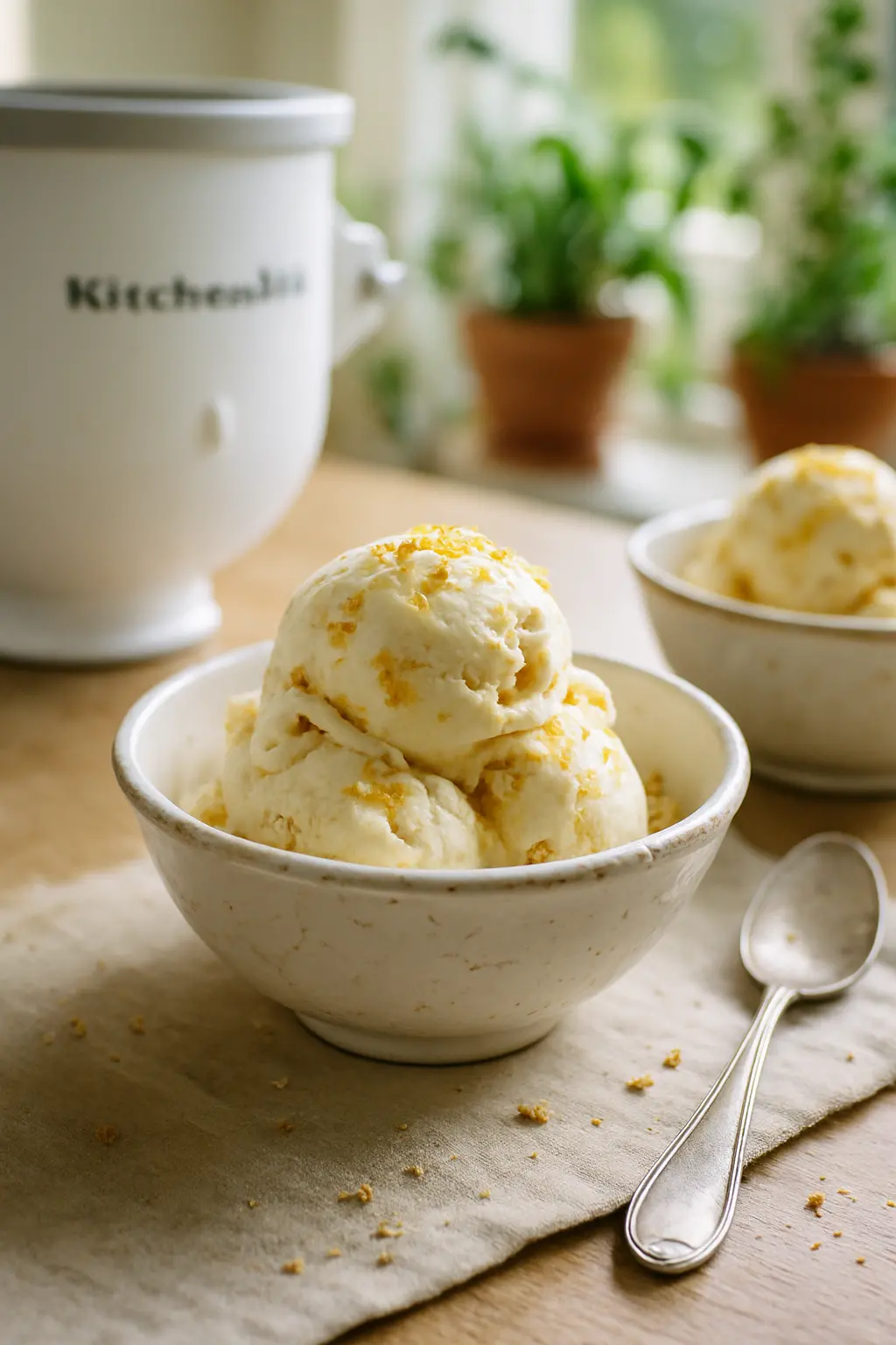 Creamy vanilla ice cream made with KitchenAid ice cream attachment