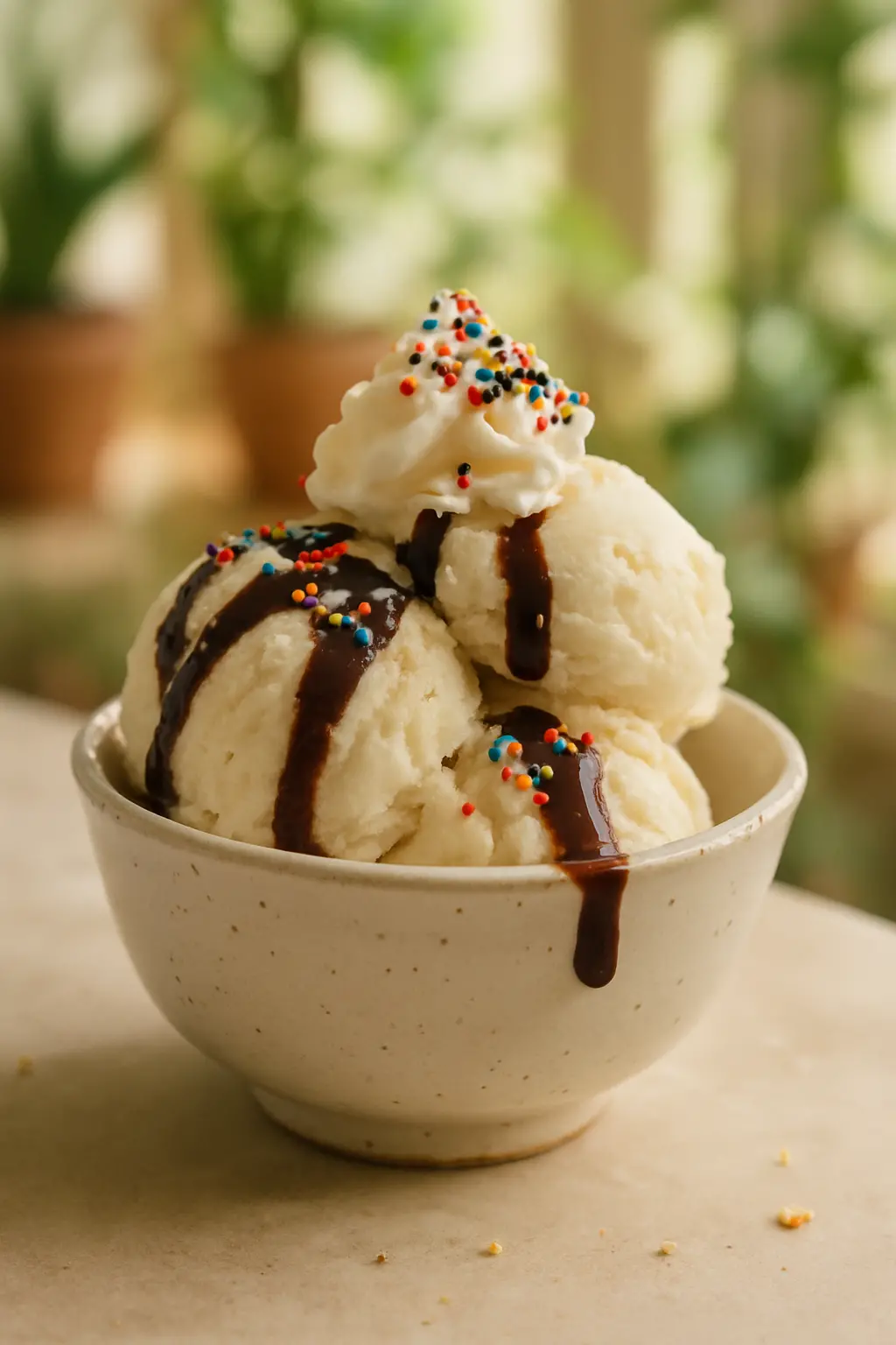 5 ingredient ice cream in a bowl with sprinkles