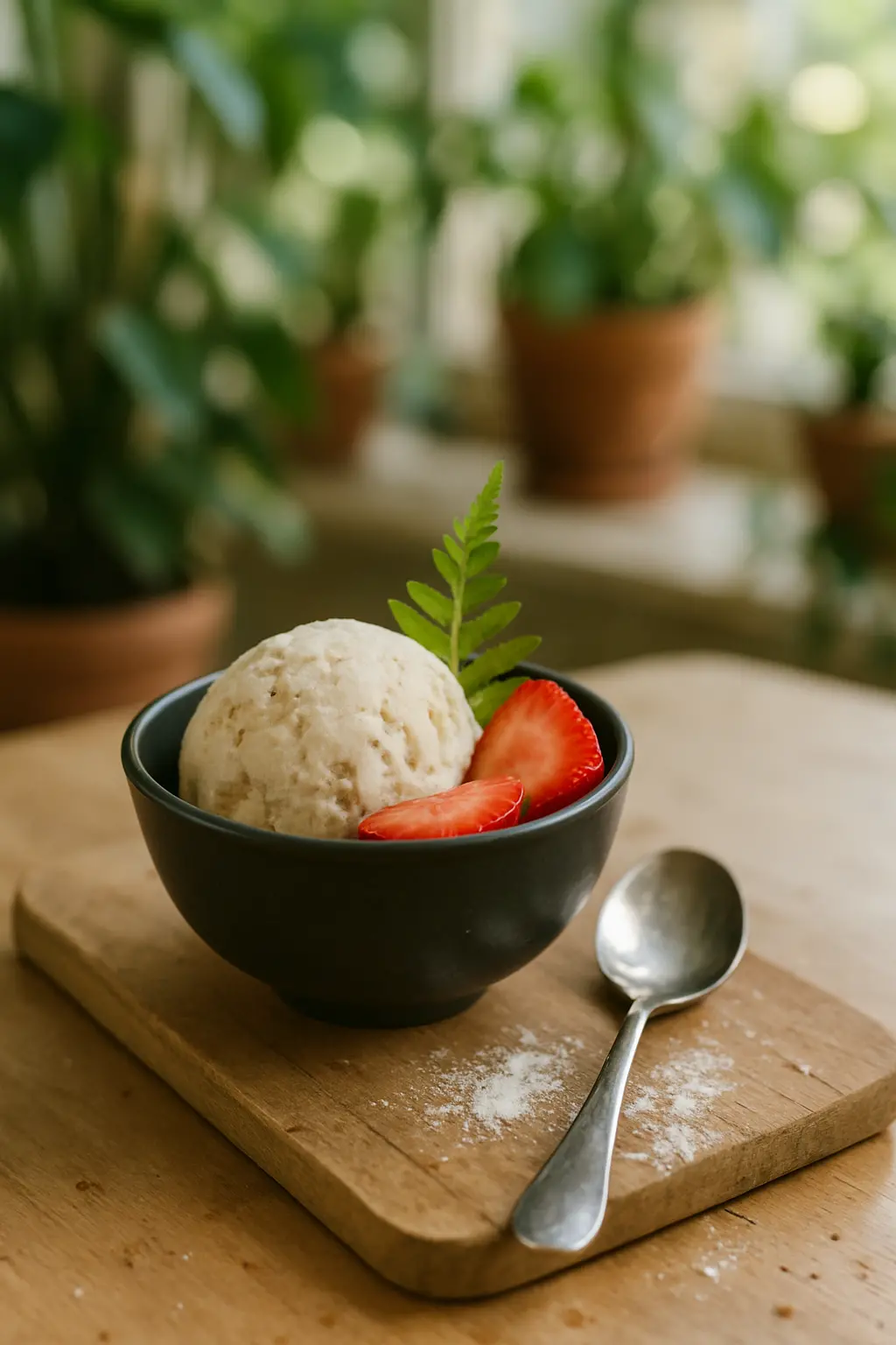 all natural ice cream in a bowl with fresh berries