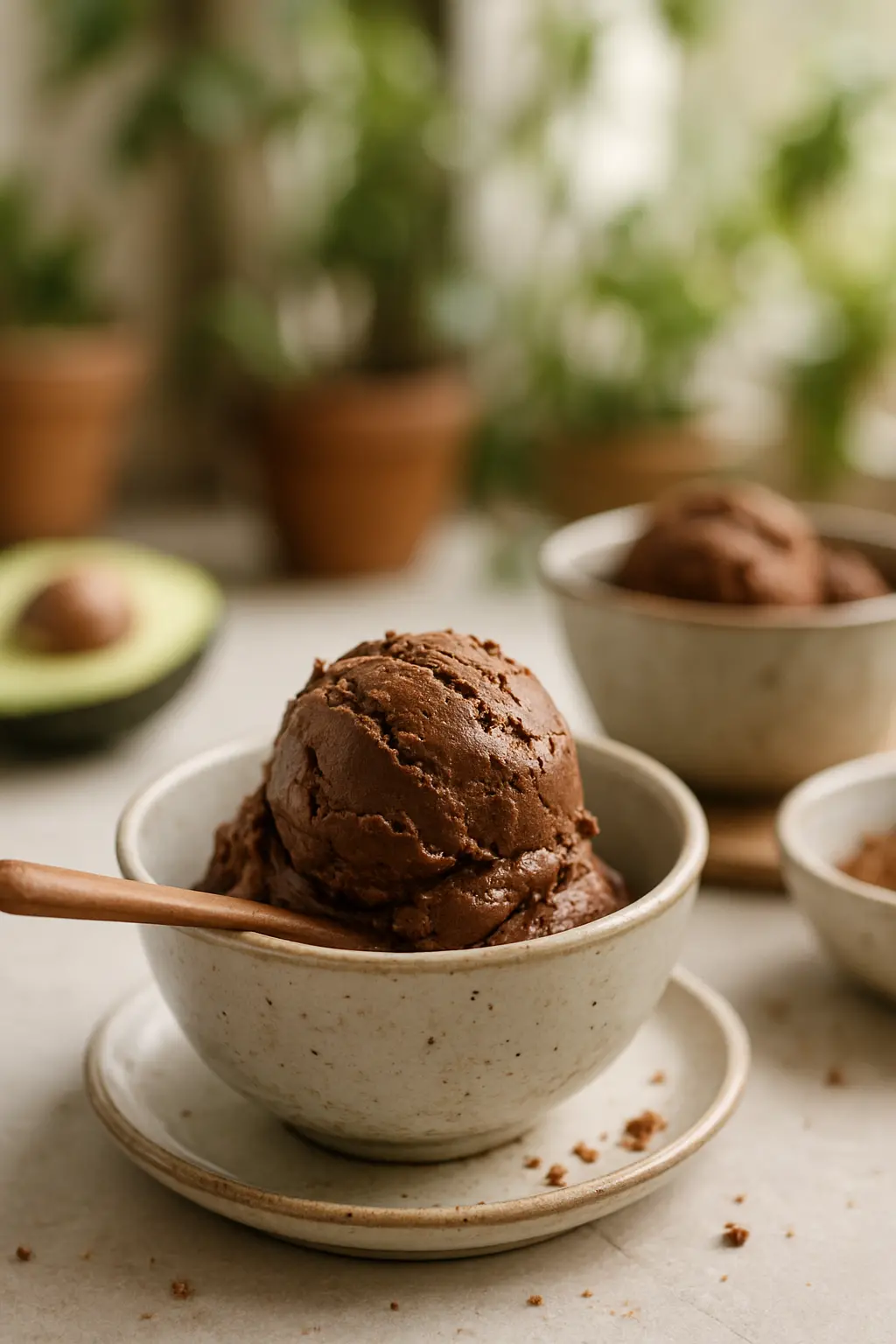 Ingredients for avocado ice cream recipe laid out on counter