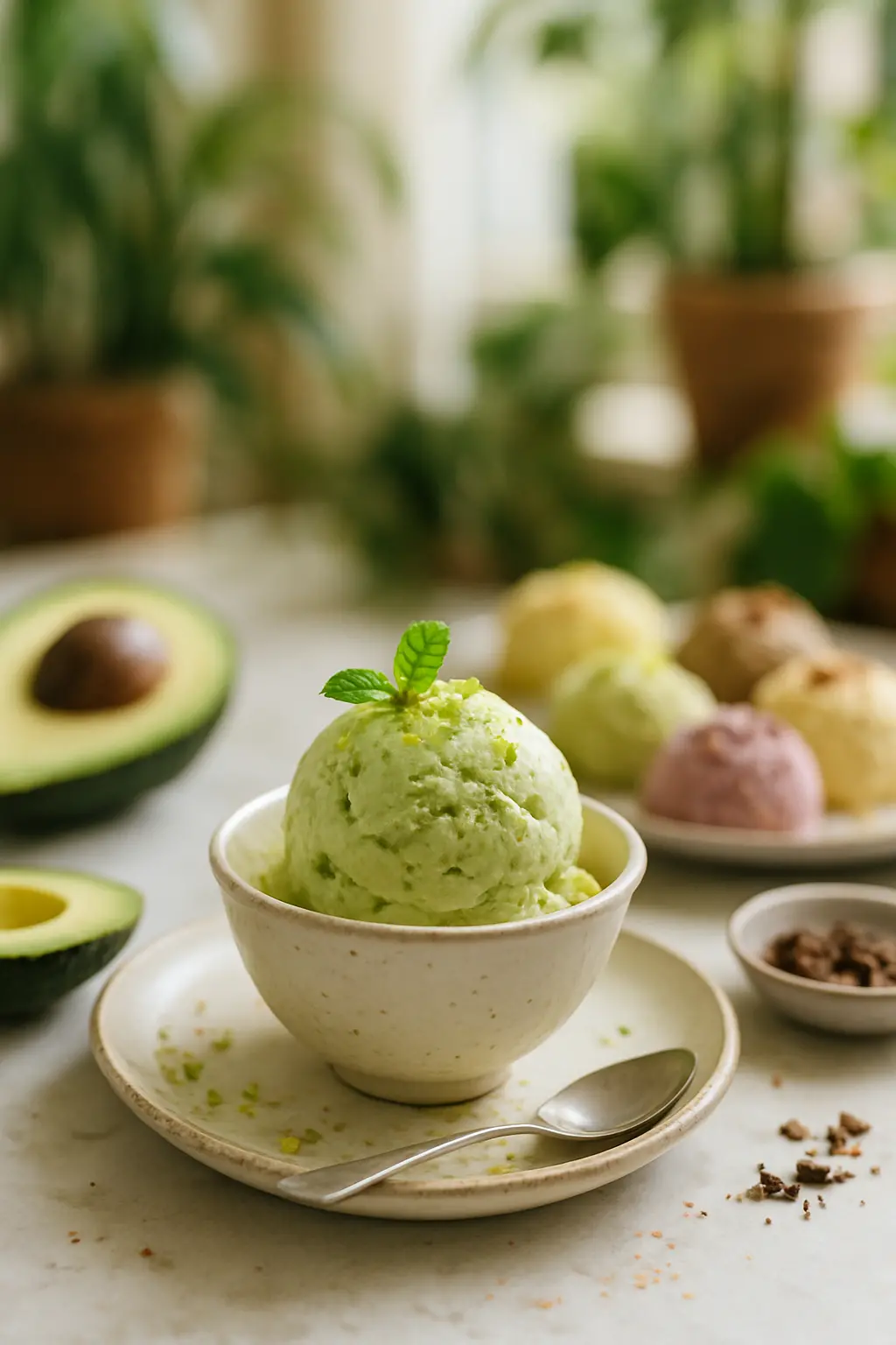 avocado ice cream ingredients laid out on counter