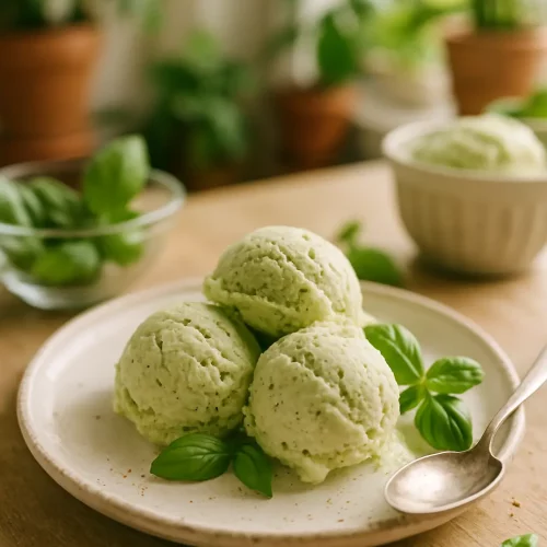 Creamy Basil Ice Cream | Italian Gelato Recipe