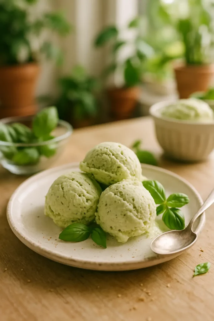 Creamy Basil Ice Cream | Italian Gelato Recipe