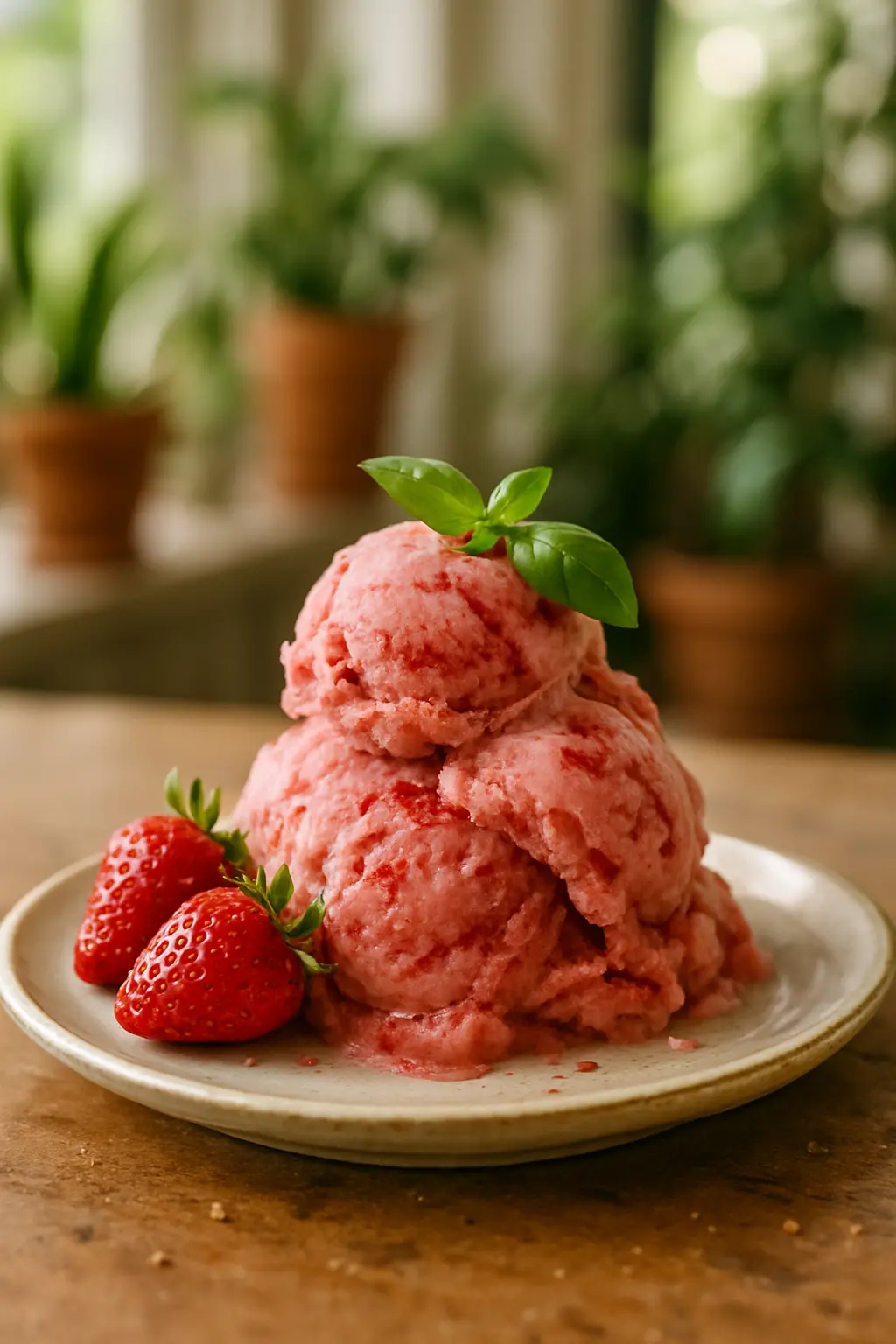 Basil Ice Cream with Balsamic Strawberry Gelato: A Refreshing Summer Dessert 3 Close-up of basil leaves for making basil gelato