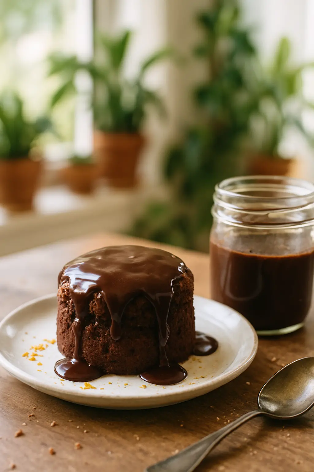 rich chocolate ice cream sauce drizzled over vanilla ice cream