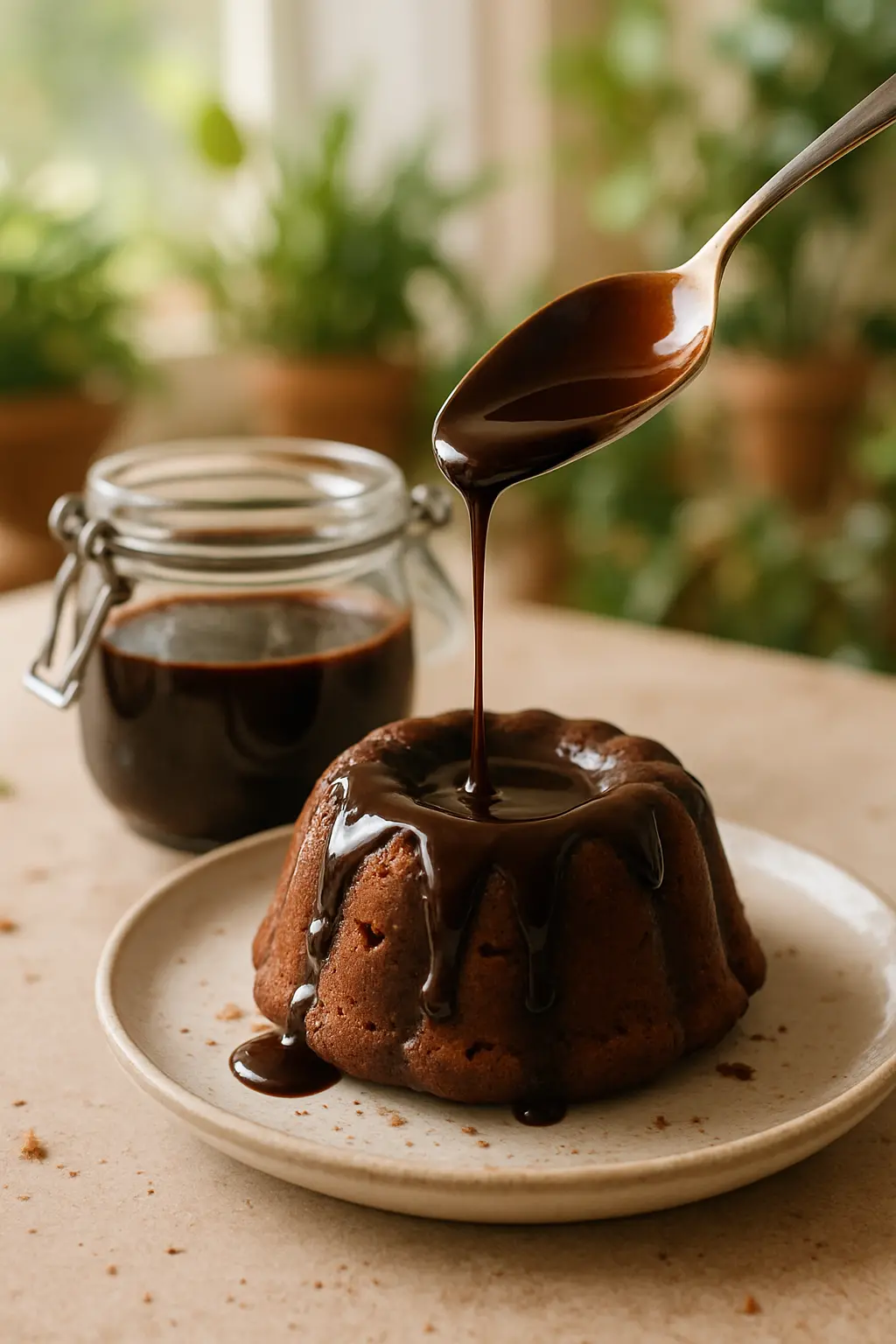 chocolate ice cream sauce drizzled over vanilla ice cream