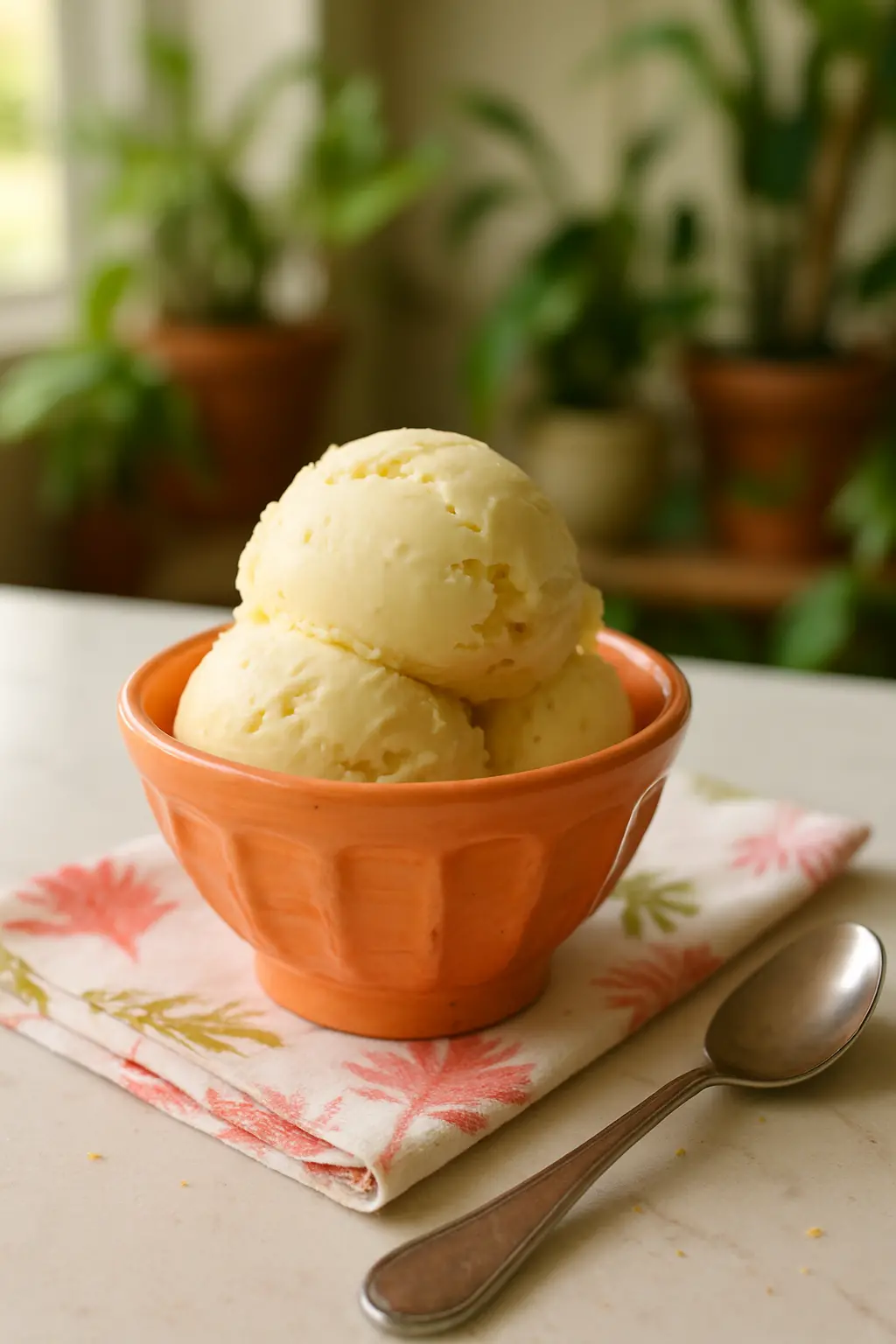 Dense ice cream scoops with perfect creamy texture