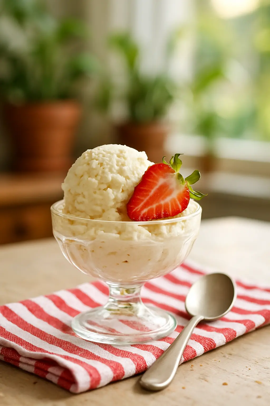 homemade ice cream using half and half in a vintage bowl