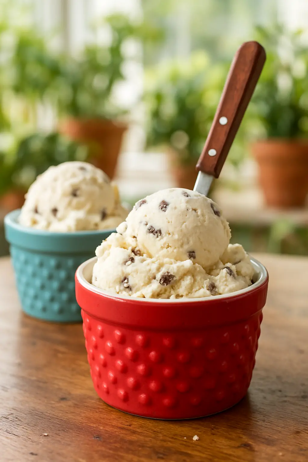 chocolate chip chocolate ice cream in a bowl with sprinkles