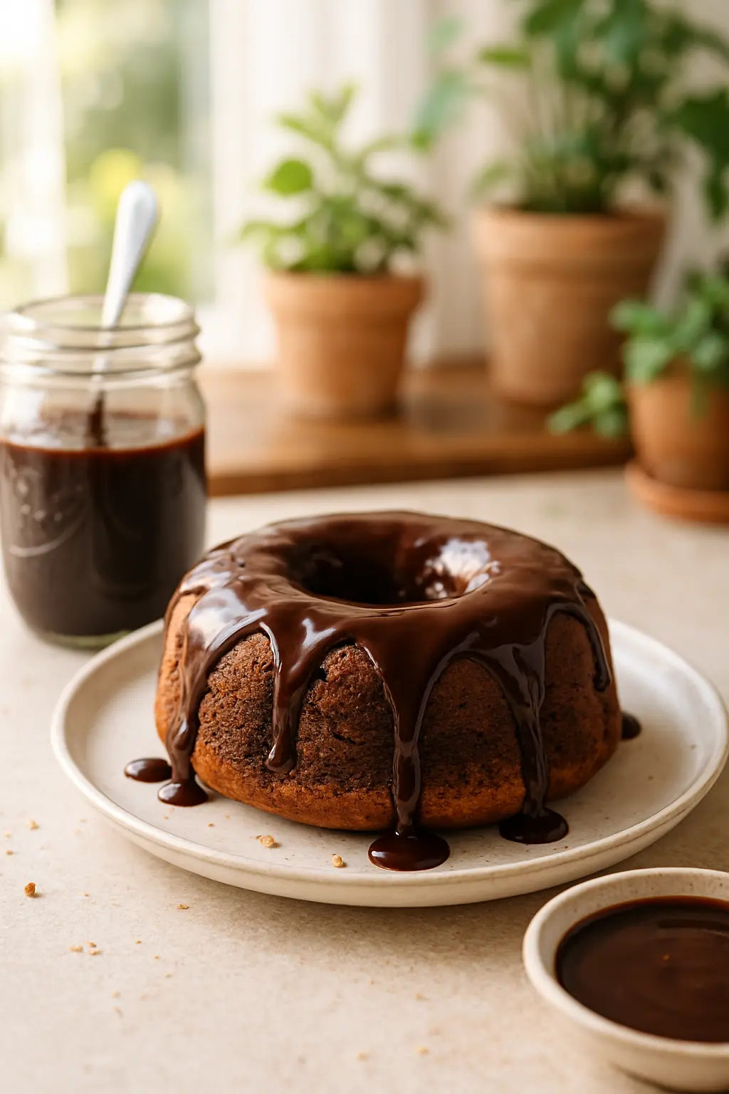 Ingredients for easy chocolate syrup recipe laid out on counter