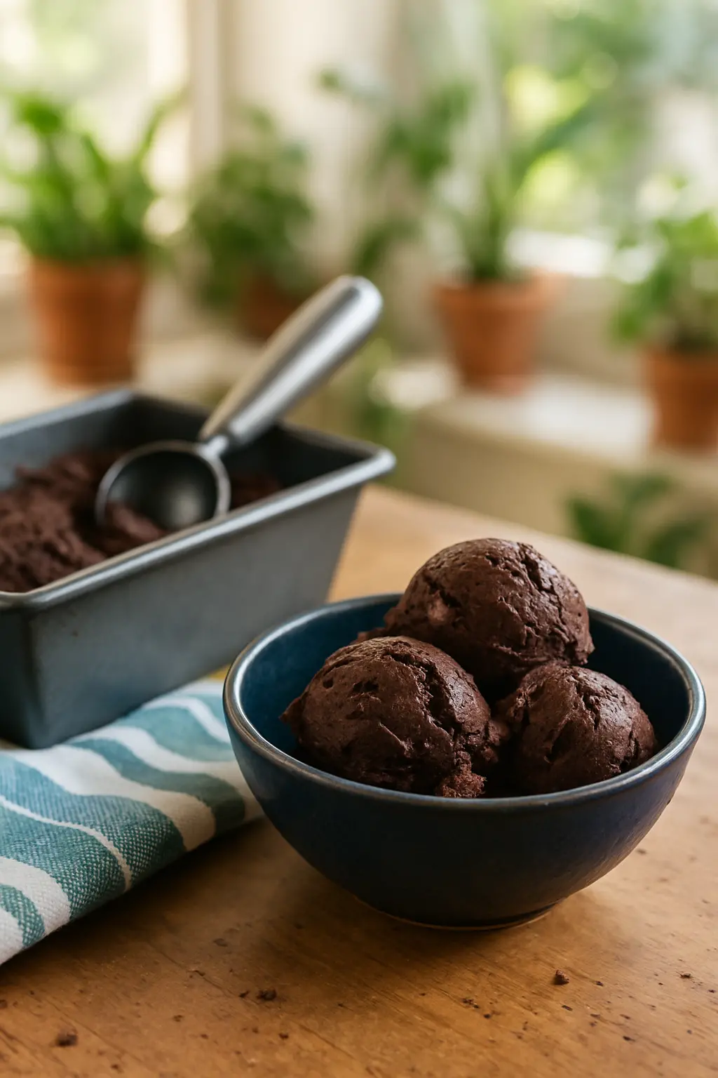 High quality dark chocolate and cocoa powder for homemade ice cream