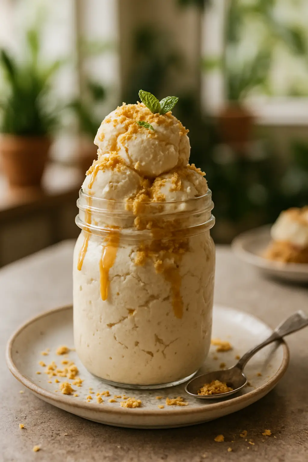 Ingredients for mason jar ice cream without heavy cream laid out on counter
