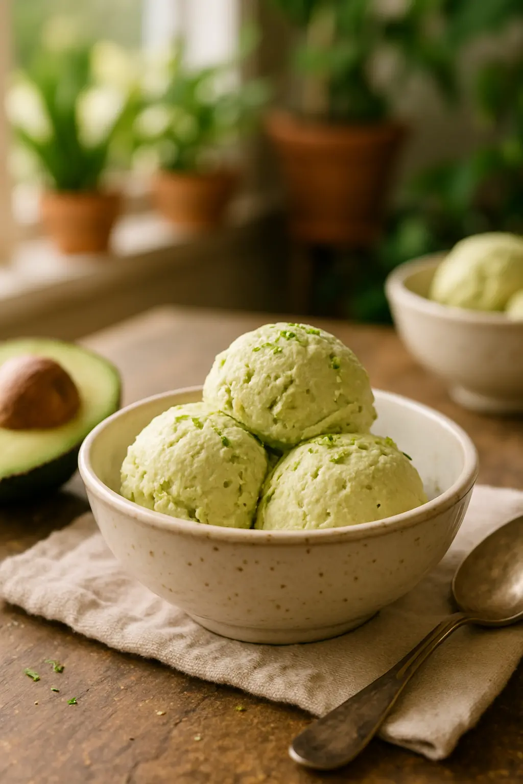 Ingredients for avocado ice cream: avocados, condensed milk and cream