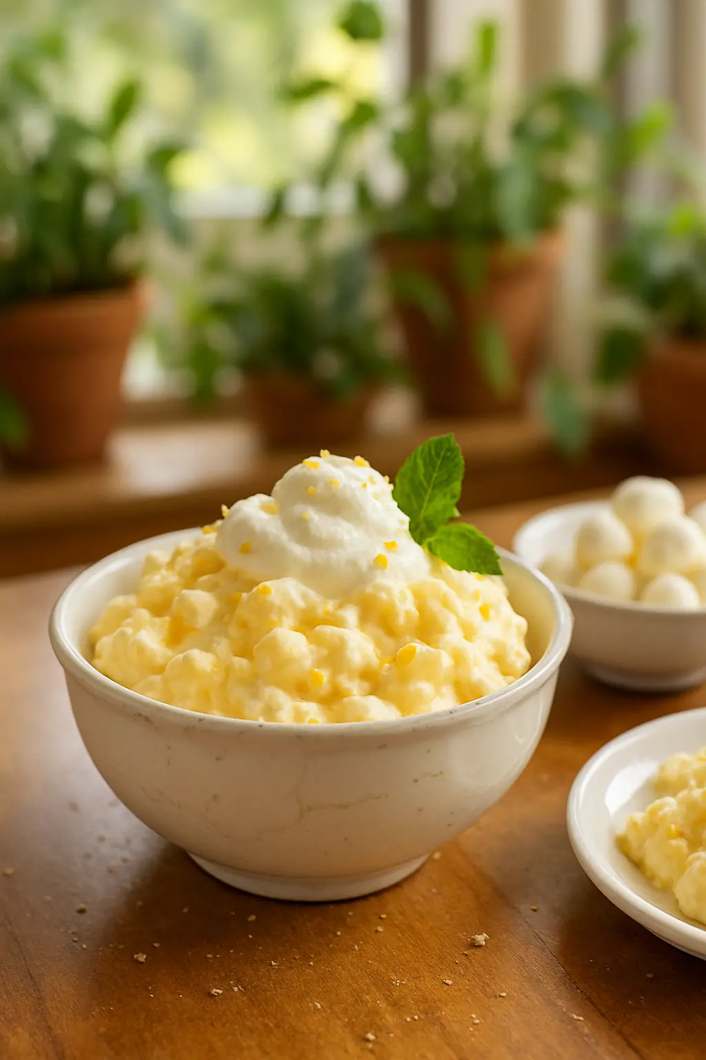 Ingredients for pineapple fluff recipe with Cool Whip laid out on counter