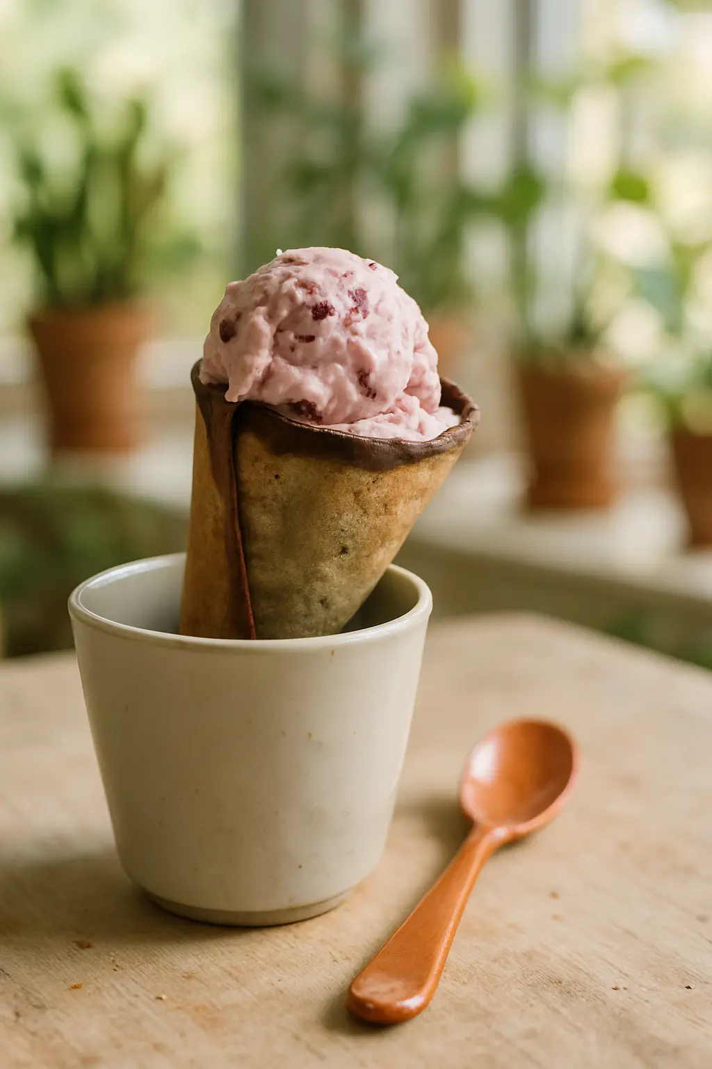 Close-up of French style ice cream texture