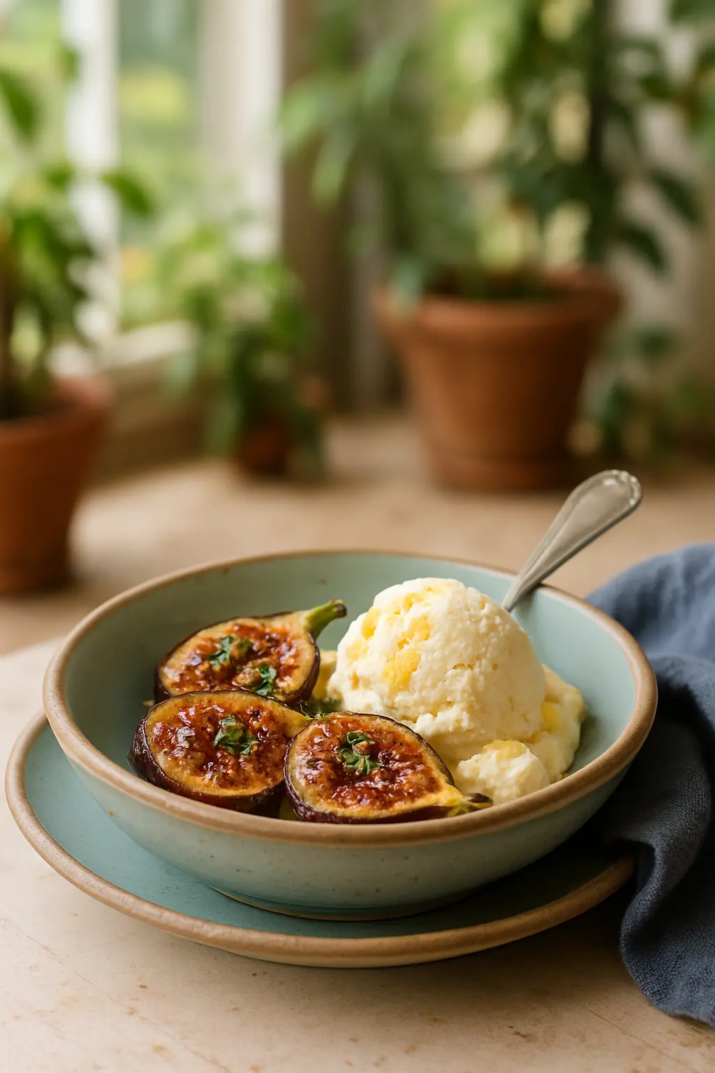 creamy goat cheese ice cream with honey drizzle