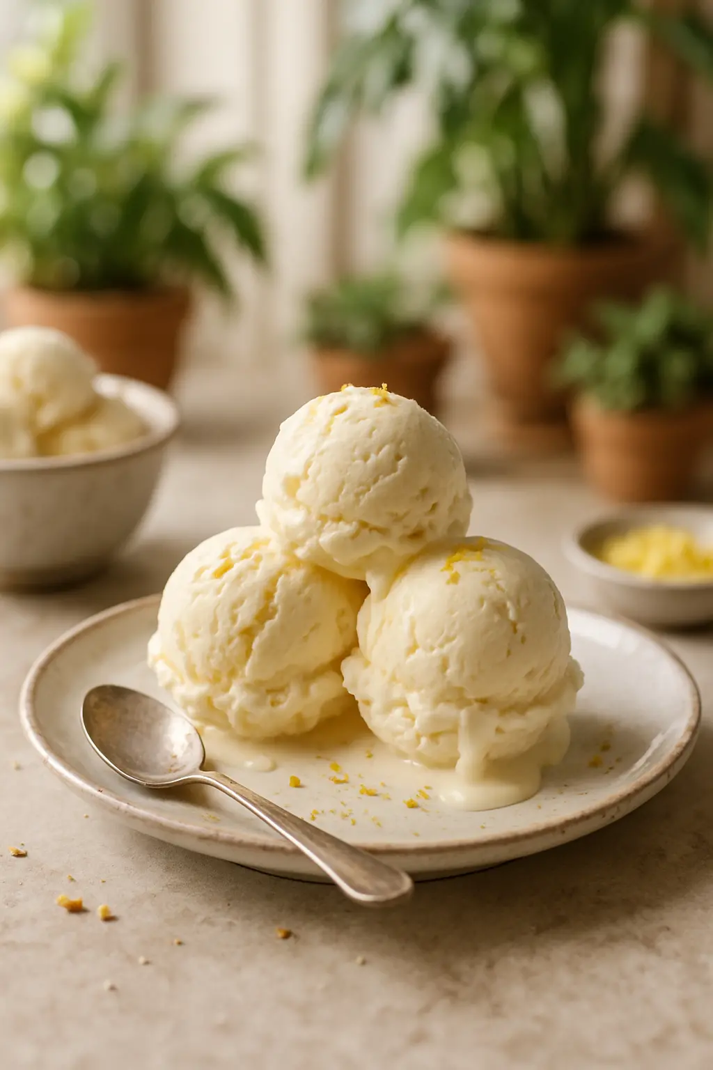 Vanilla ice cream ingredients laid out on counter