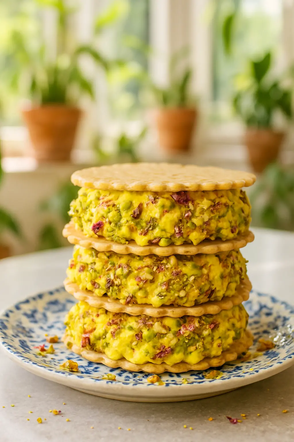 Traditional Bastani Sonnati Persian saffron ice cream with pistachios