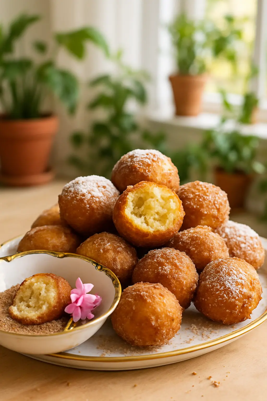 Step-by-step process of making zeppole dough and frying