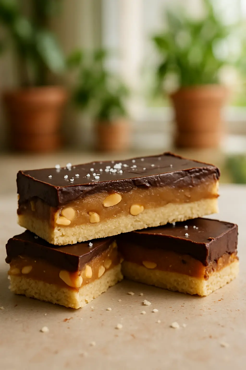 No-Bake Chocolate Peanut Butter Bars (5-Ingredient Copycat Snickers) 3 Smooth peanut butter layer being spread over graham cracker base