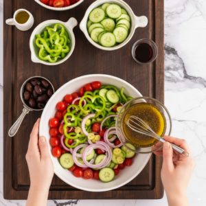 Fresh Mediterranean Greek Salad with Feta & Kalamata Olives