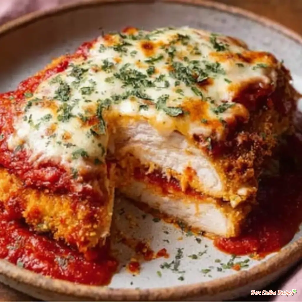 baked chicken parmesan close up