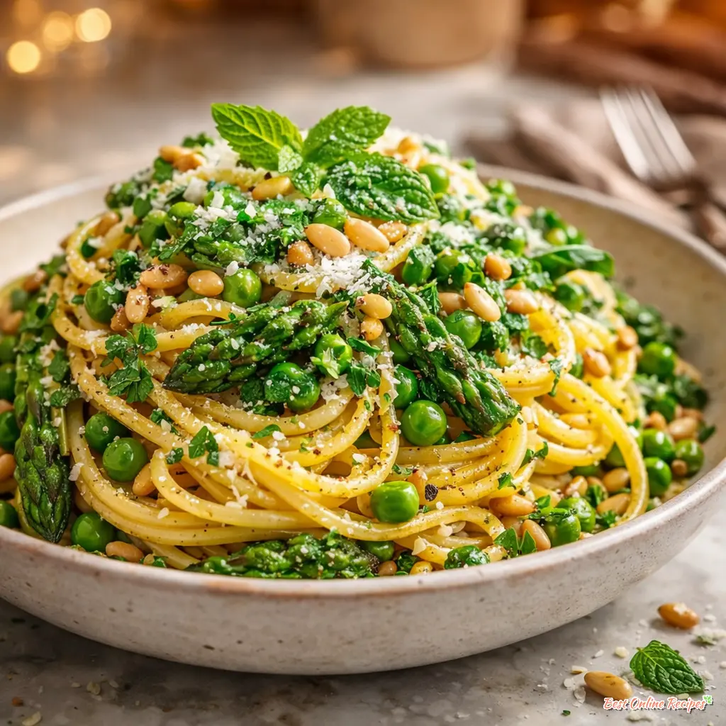 spring pasta recipe asparagus final presentation