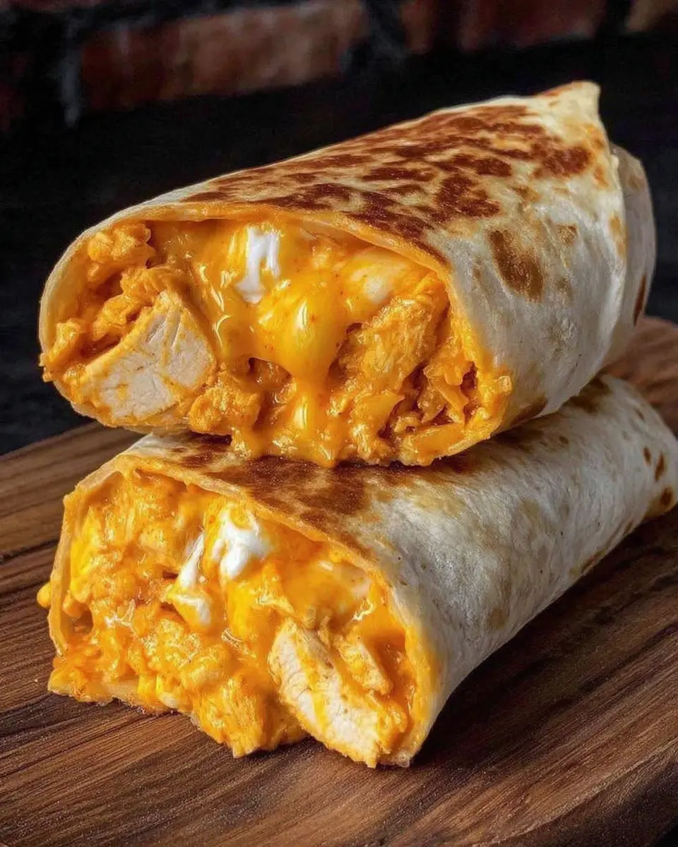 Air Fryer Buffalo Chicken Wrap close up
