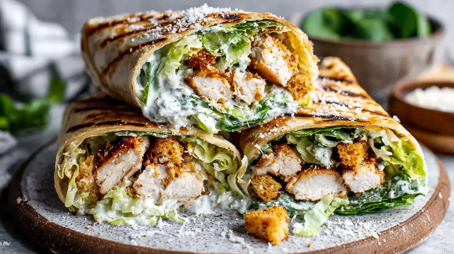 Air Fryer Chicken Caesar Wrap final presentation