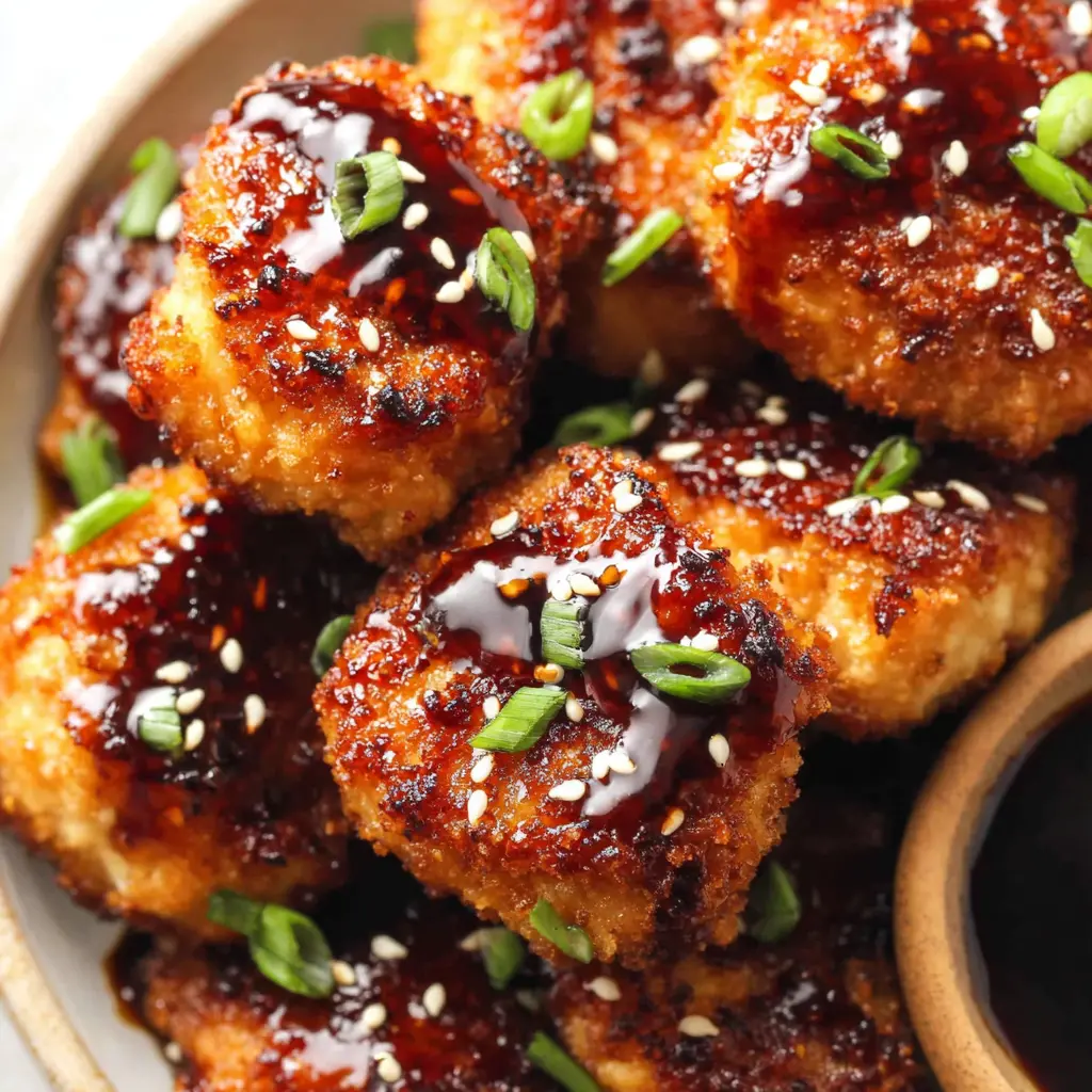 Air Fryer Chicken Teriyaki Bites close up