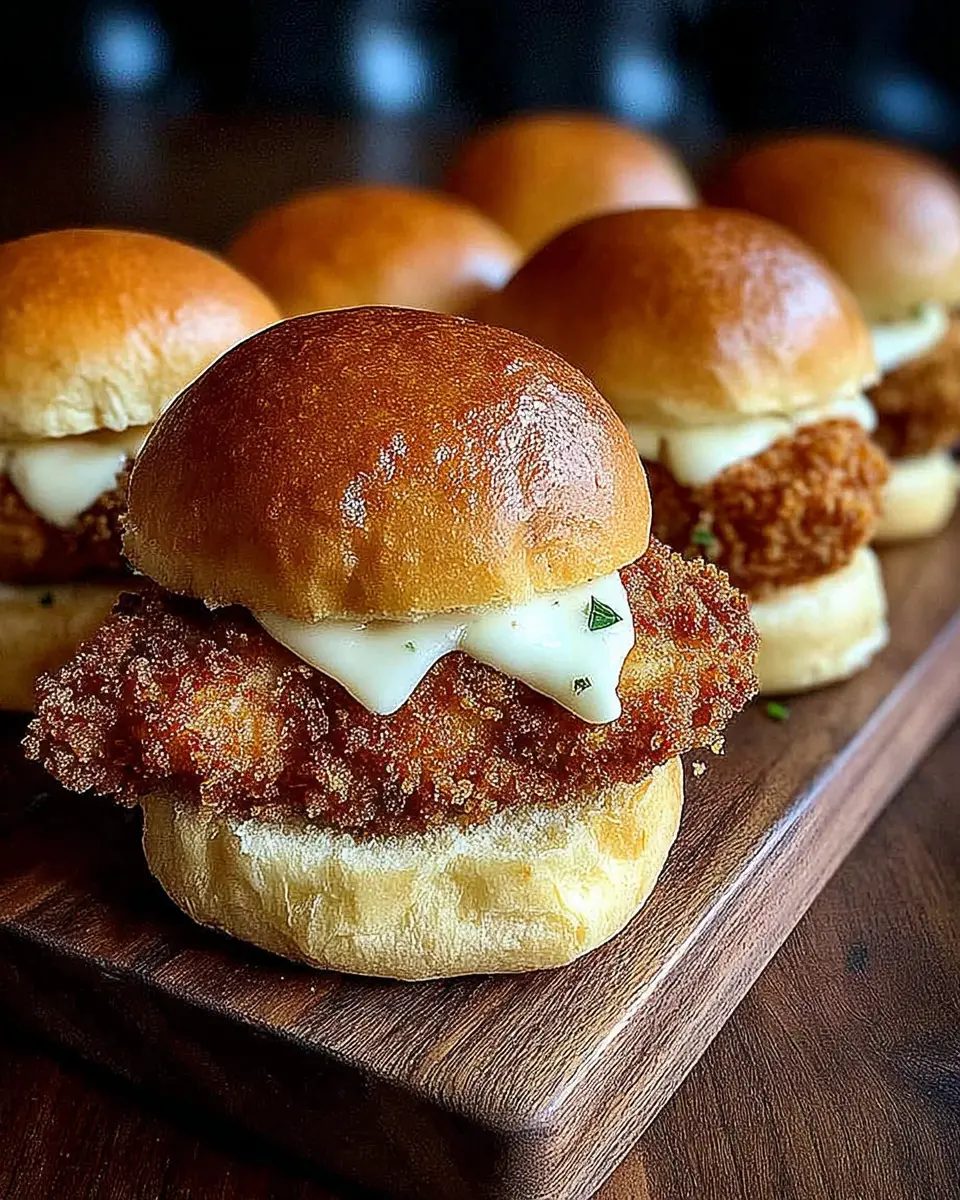 Air Fryer Crispy Chicken Sliders close up