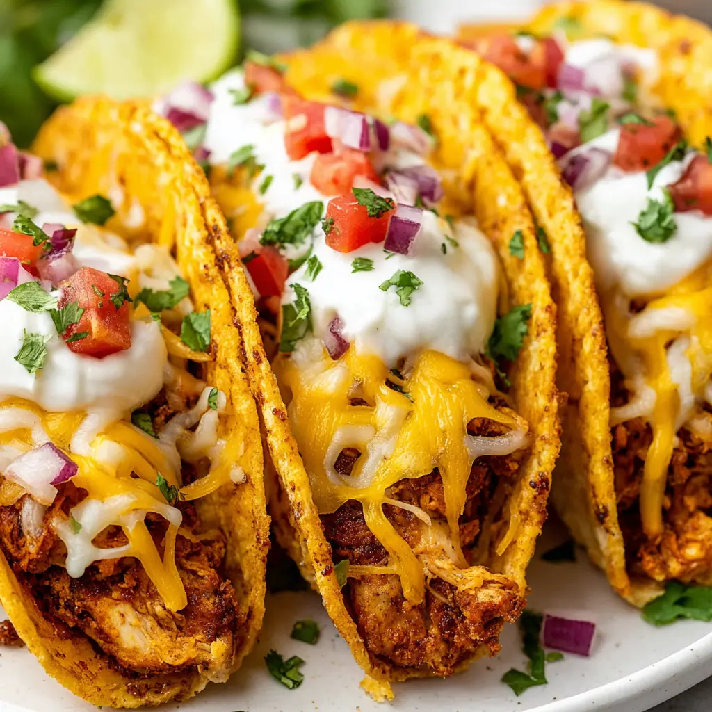 Air Fryer Crispy Chicken Tacos close up