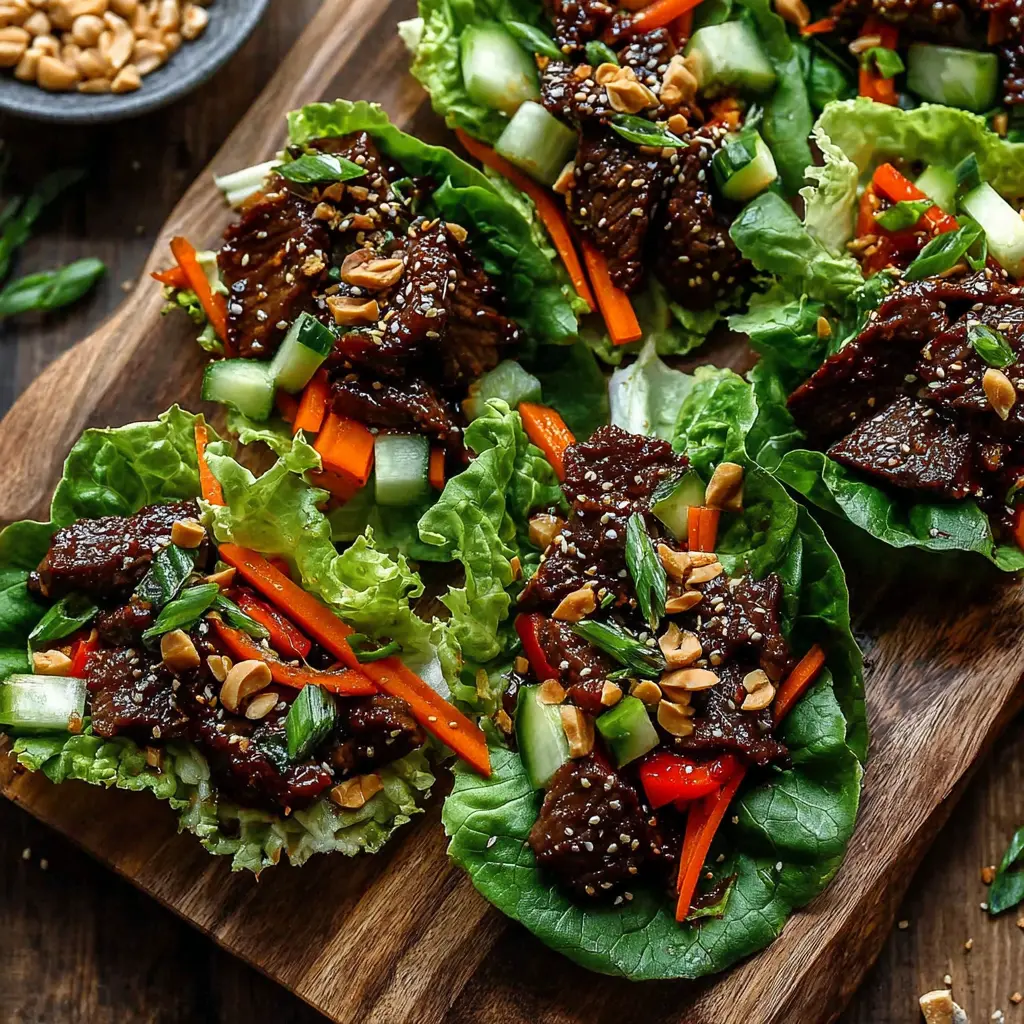 Beef Bulgogi Lettuce Cups final presentation