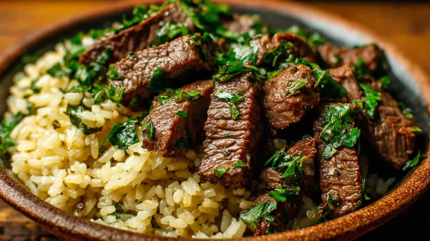 Beef Garlic Butter Rice Skillet final presentation