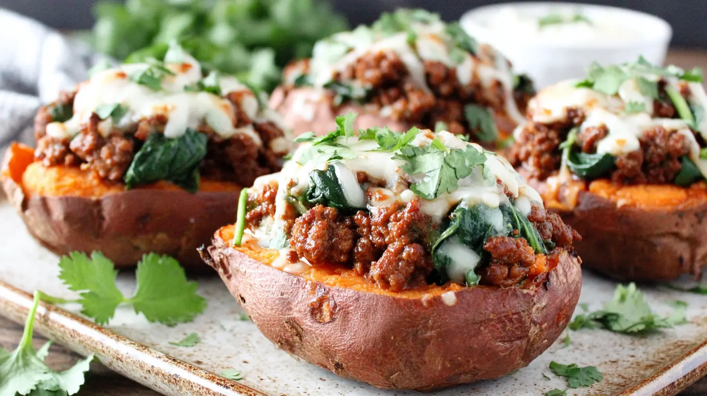 Beef Stuffed Sweet Potatoes final presentation