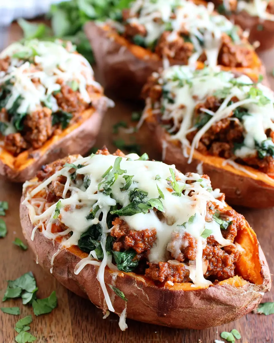 Beef Stuffed Sweet Potatoes close up